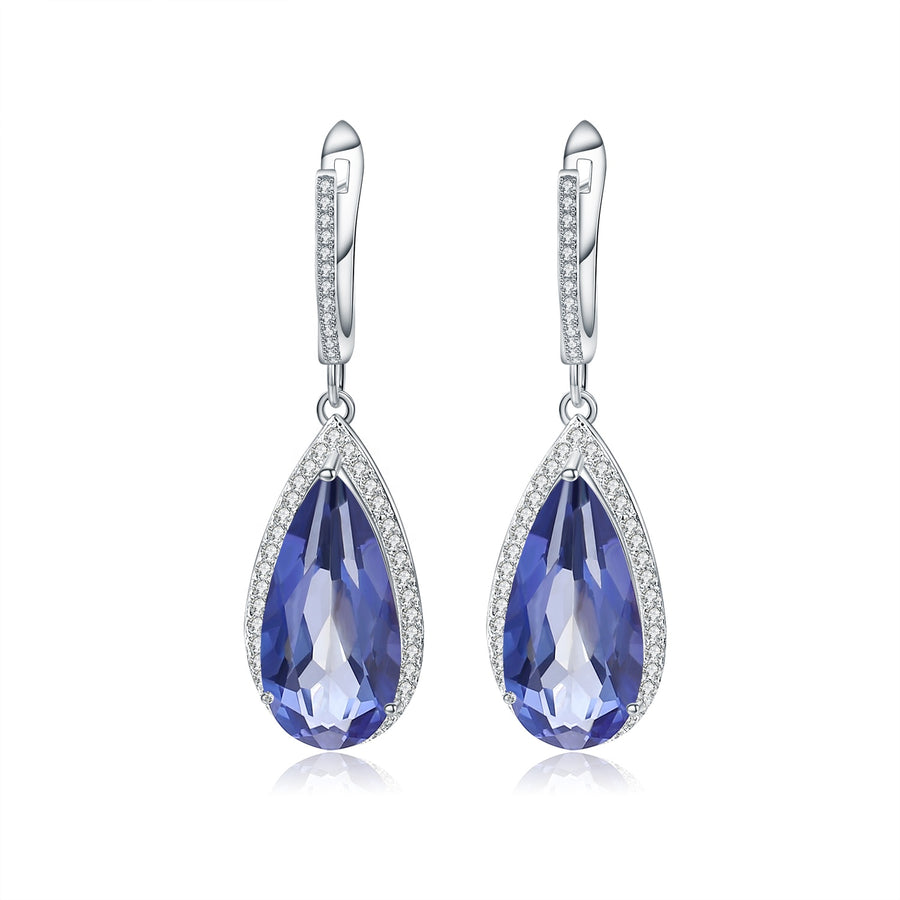 Laura Silver Water Drop Earrings with Lolite Blue Mystic Quartz