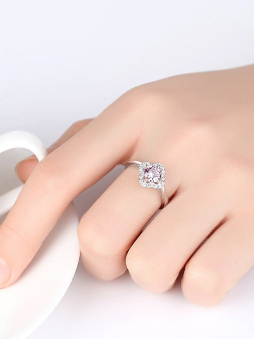 Sarah Pink Cubic Zirconia Silver Ring