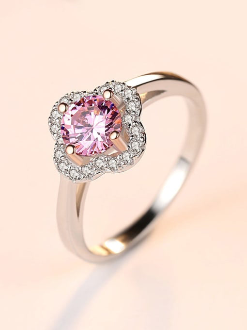 Sarah Pink Cubic Zirconia Silver Ring