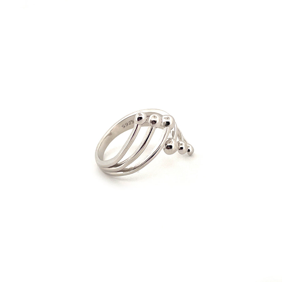 Zayla Solid Six Bead Silver Ring