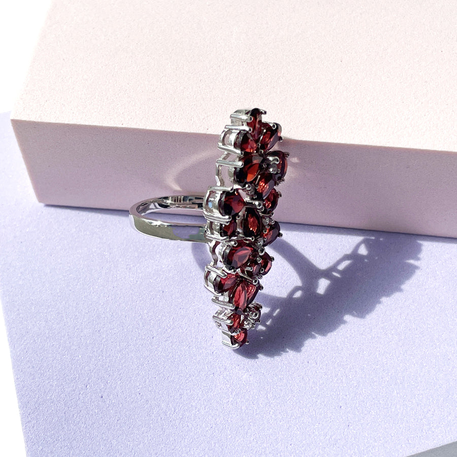 Valentine Natural Red Garnet Silver Ring